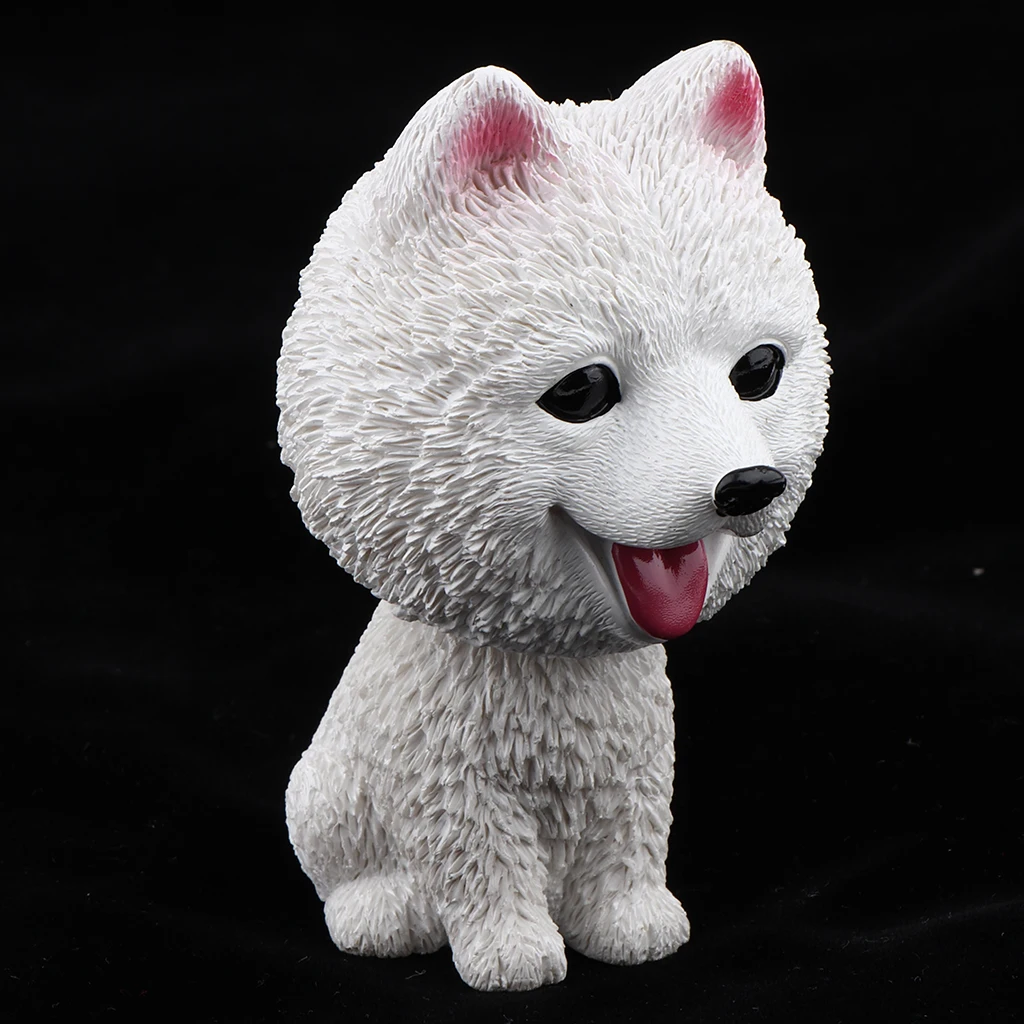 

Cute Bobbing Head Dog Puppy Bobble Head Auto Car Dashboard Decors Toy Ornament, Resin - Samoyed