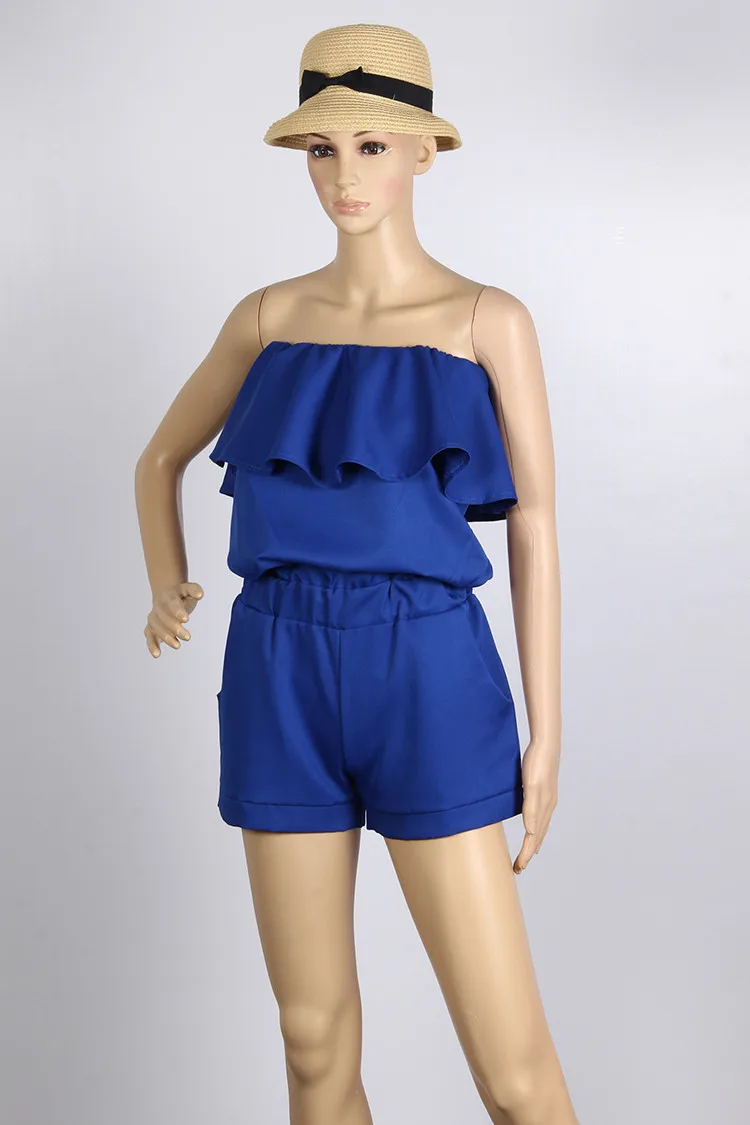 Для женщин комбинезоны и кожаный комбинезон без бретелек Модные однотонные Карамельный цвет летние шорты A1990