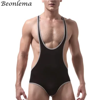 

Beonlema Men Thong Bodysuit Hommer Sexy Shaperwear Stretchy Black Red XL Shaper Vest Man Daily Underwaer Vests For Sport