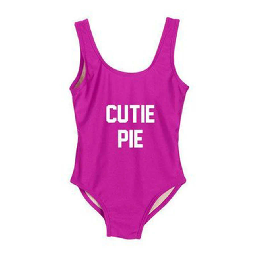 Милый Цельный купальник для маленьких девочек, одежда для купания для детей, пляжная одежда с изображением фламинго, боди, купальный костюм - Цвет: cutie pie