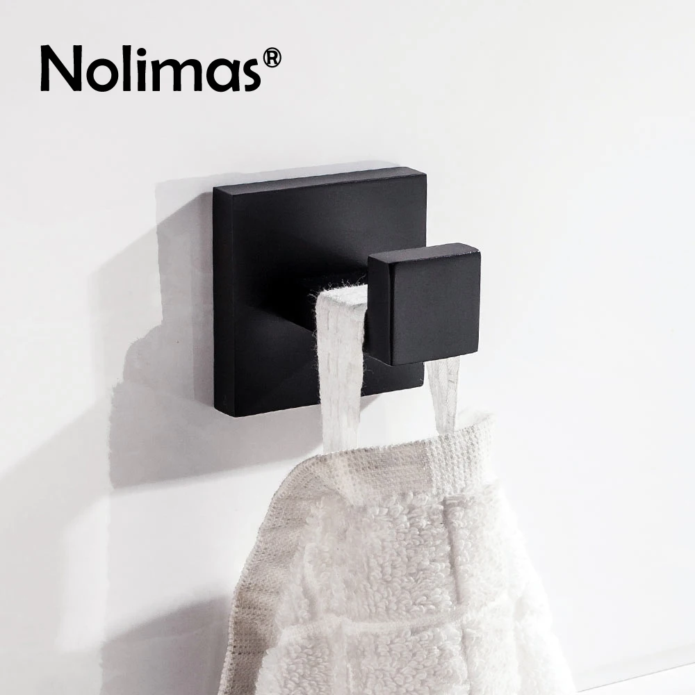 Matte Black SUS 304 Stainless Steel Bathroom Hardware Set Robe Hook Towel Bar Toilet Paper Holder Bathroom Accessories