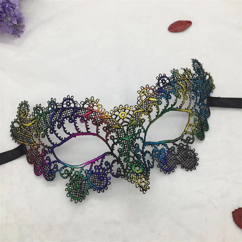 

2pcs Lovely Colorful Hot Stamping Ladies Sexy Lace Masquerade Mask for Carnival Halloween Prom Half Face Ball Party Masks #20