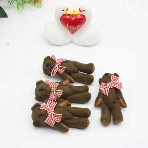 Plush toy, joint bear, suede teddy bear doll, DIY bow tie, little bear bag accessory with buckle 2
