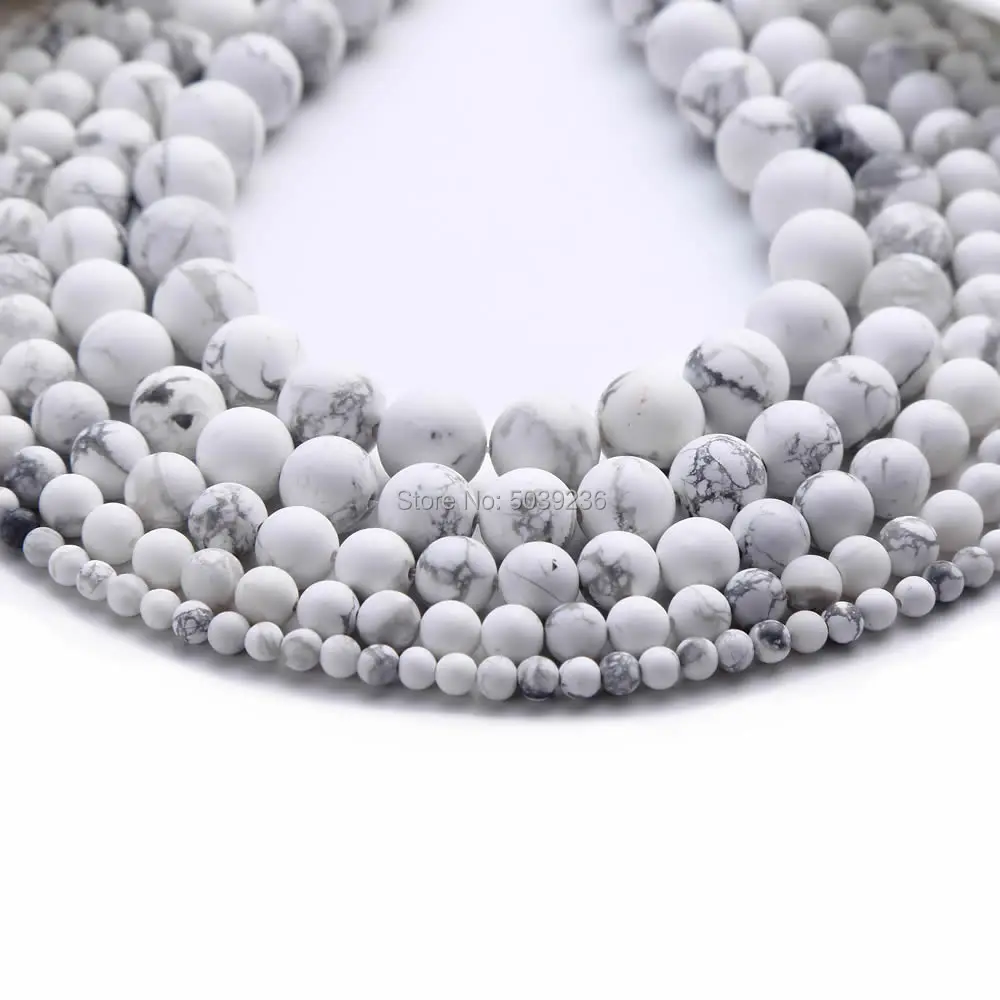 

Wholesale Dull Polish White Turquoises Natural Stone Round Loose Spacer Beads for Needlework Jewelry Making 4-12mm DIY Bracelet
