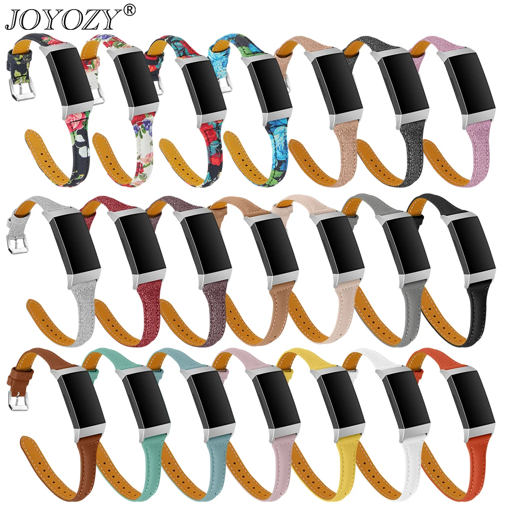 

Joyozy For Fitbit Charge 2 Genuine Leather Wrist Band Strap for Fitbit Charge 3 Fitness Activity Tracker Smart Watch Replacement