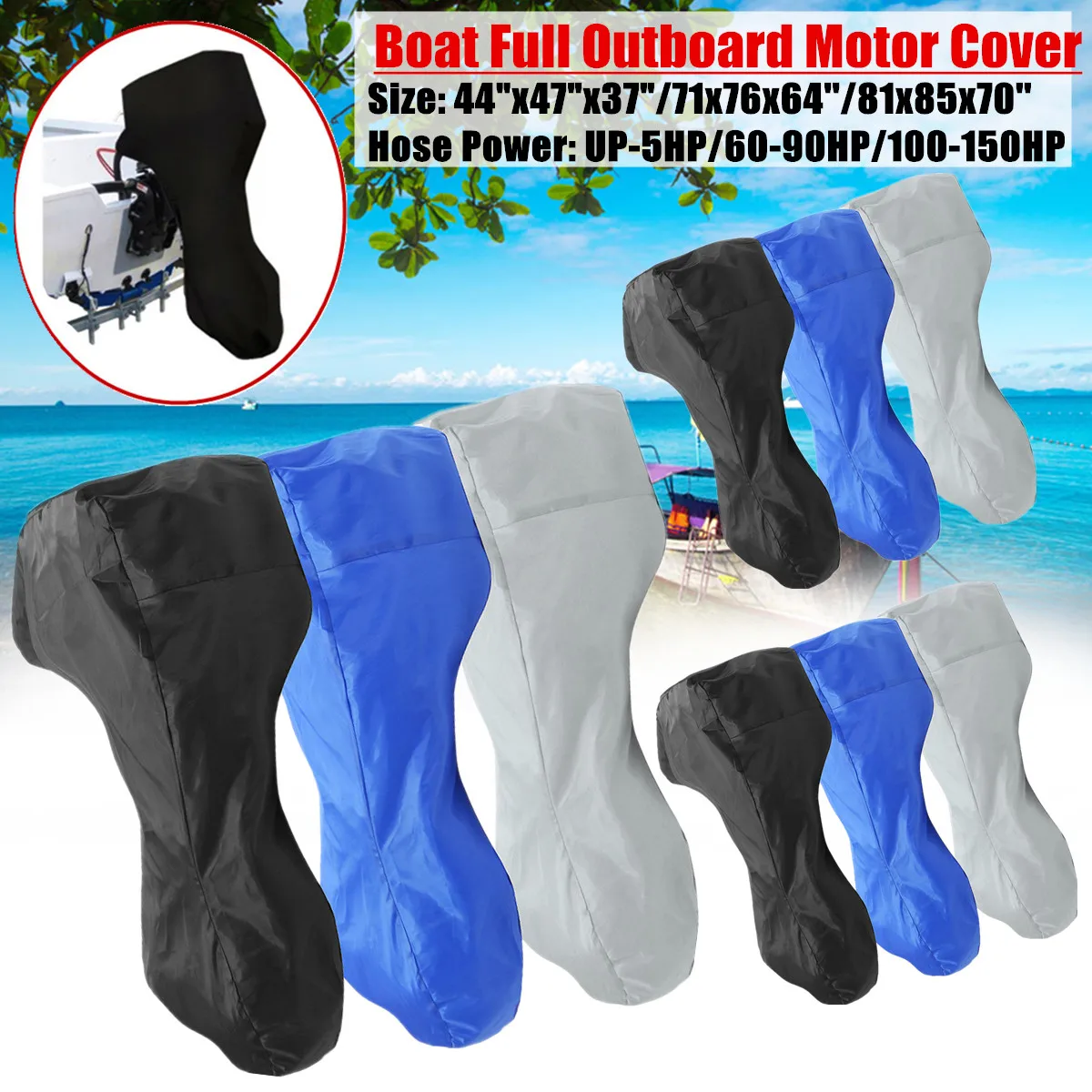 60 150HP Boat Engine Cover Full Outboard Motor Cover Waterproof Oxford