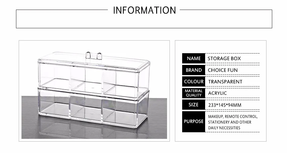 CHOICEFUN 2 яруса хранения штабелируемые коробки для хранения акриловый Макияж Органайзер настольный органайзер пластиковая коробка с крышкой SF-1172
