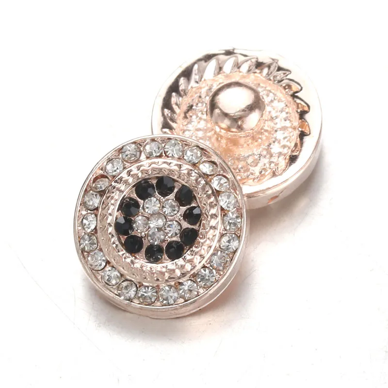 

10pcs/lot Boom Life Snap Jewelry Crystal Rose Gold Flower Metal 12MM Snap Buttons Fit DIY OEM Snap Bracelets For Women 5341
