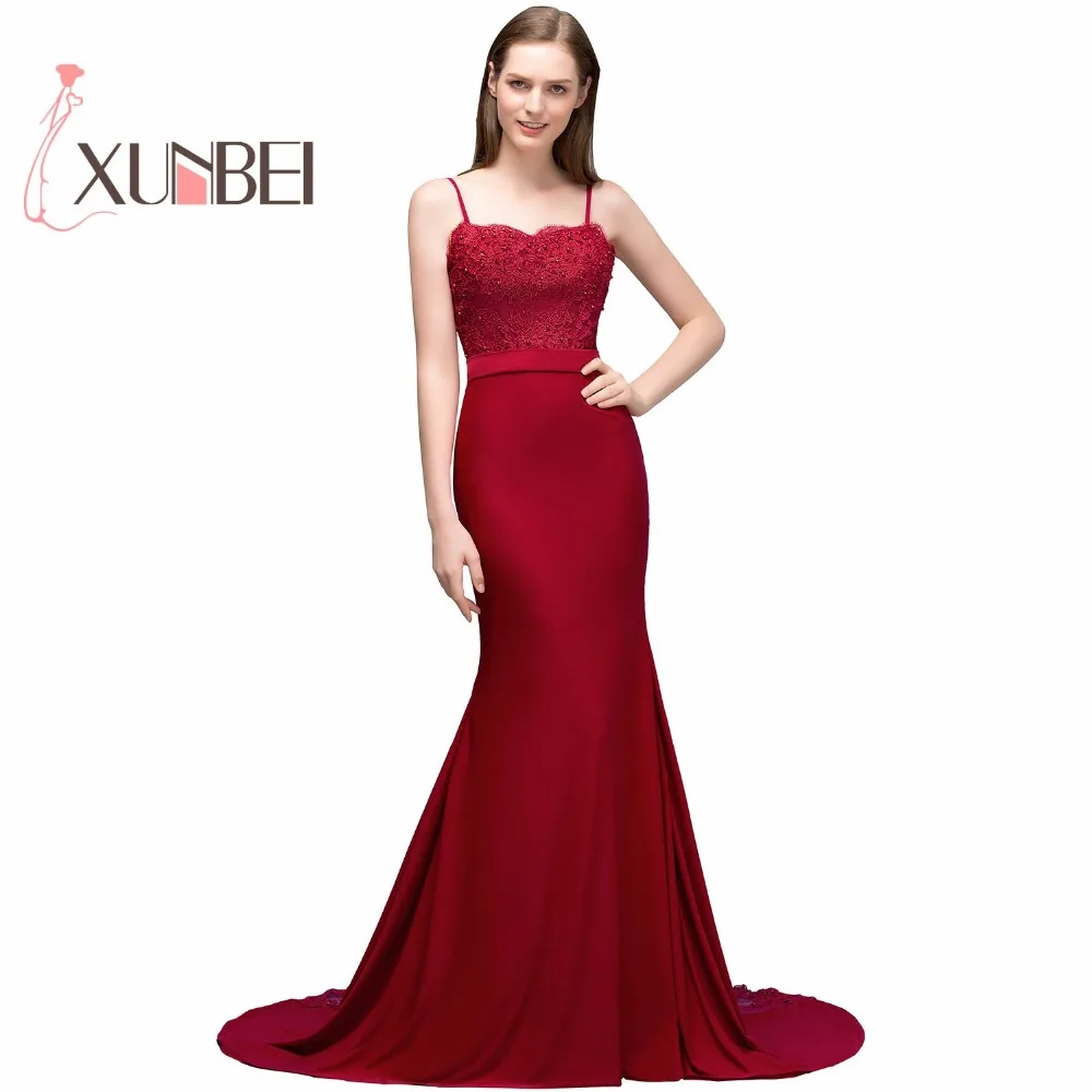 Robe de soiree Sexy Back Burgundy Lace Evening Dresses Long 2019 Spaghetti Stripes Prom Dresses Party Gown Robe de soiree Sexy Back Burgundy Lace Evening Dresses Long 2019 Spaghetti Stripes Prom Dresses Party Gown