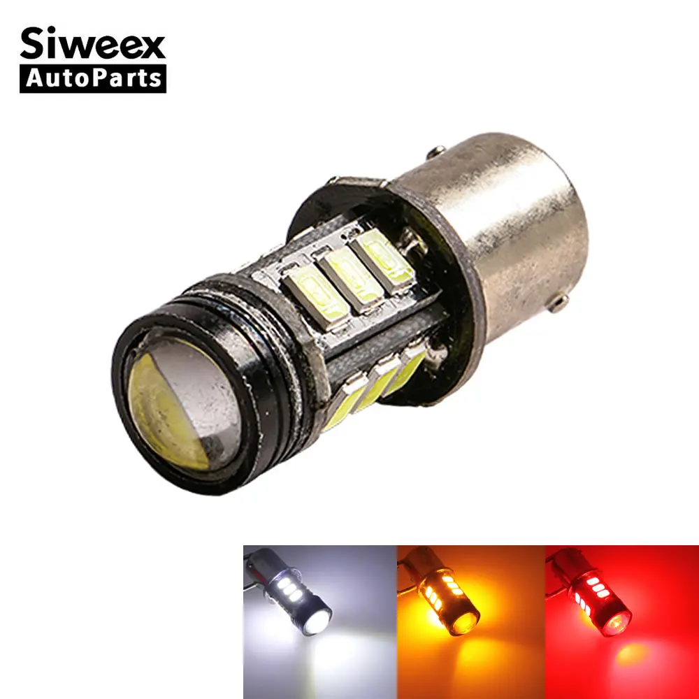 

1156 BA15S S25 Light Car LED Bulbs 12 SMD 5730 1 COB With Lens Style Styling Tail Turn Brake Rear Lamp DC 12V White Yellow Red