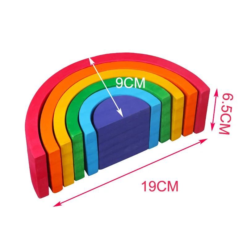 Новинка, красочные деревянные радужные блоки, деревянные игрушки, креативные деревянные строительные блоки, круглый набор, развивающие игрушки для детей