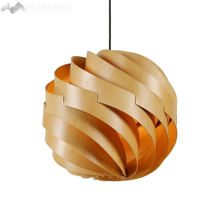 

Nordic art creative simple solid wood pendant lights countryside ball hanging lamp bedroom restaurant living room lighting decor