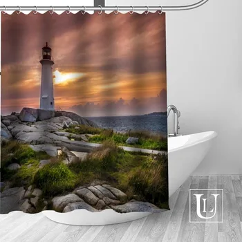 

Custom lighthouse Shower curtain Multi size Shower curtain includes 12 Plastic Hooks Antibacterial Easy to Hang Shower curtain