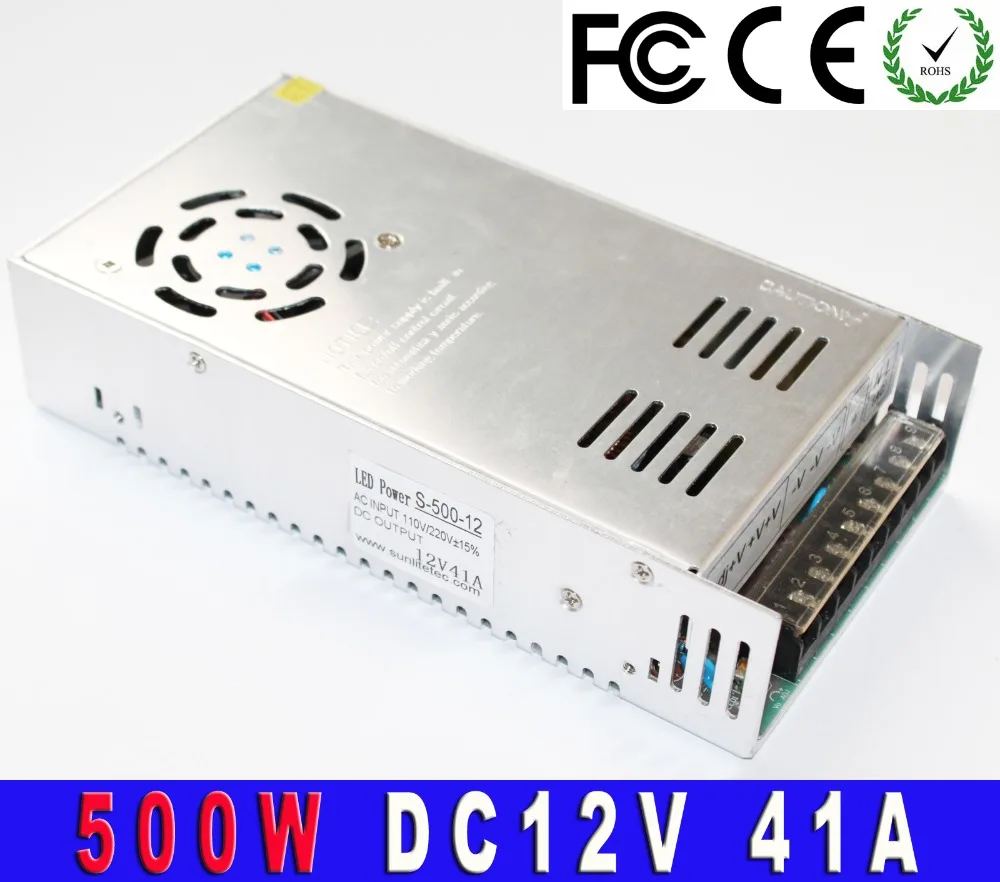 500W 41A 12V LED Switching Power Supply For Led Strip Lamp DC12V Transformer AC To Dc SMPS With Display Billboard Industrial CNC