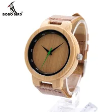 BOBO OISEAU D17 Rétro Bambou En Bois Avec Mentale Montres Luxulry Marque Designer Montre En Cuir Bande marcas de relojes