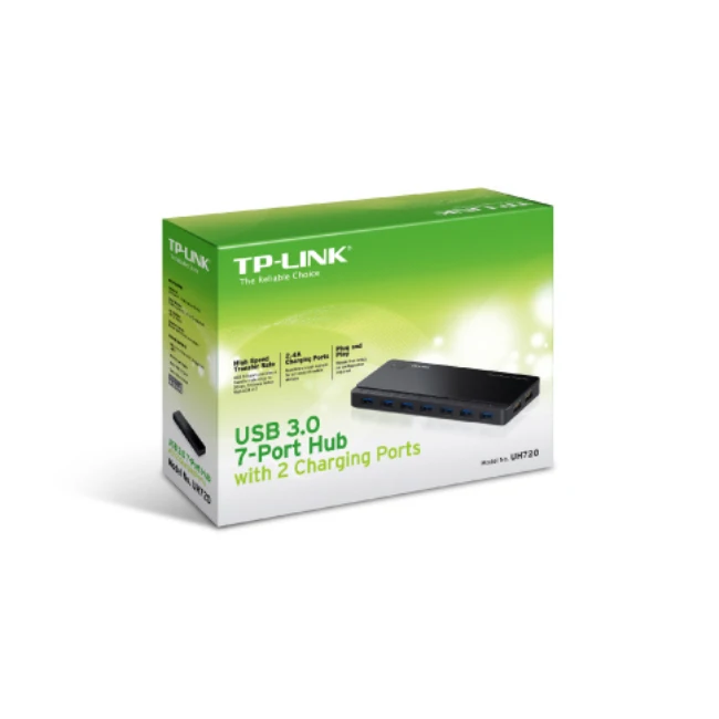 

TP-LINK UH720, USB 3.0 (3.1 Gen 1) Type-A, 5000 Mbit/s, Black, 1 m, 12 V, 2.24 A Network Switch
