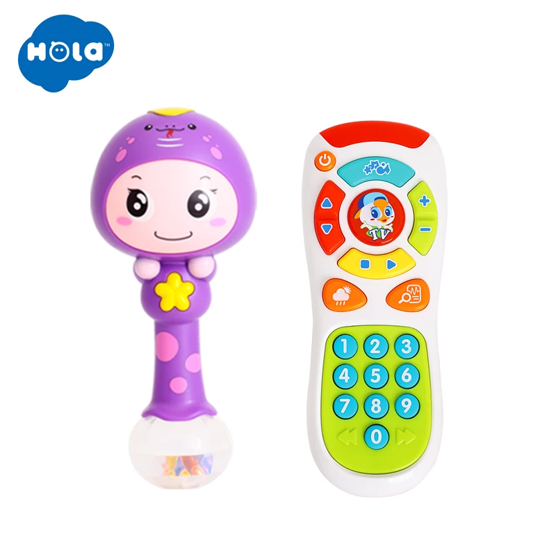 

HOLA 3113&3101 Baby Toys Baby Hammer Toy Dynamic Rhythm Stick & Electric Click & Count Remote with Light & Music