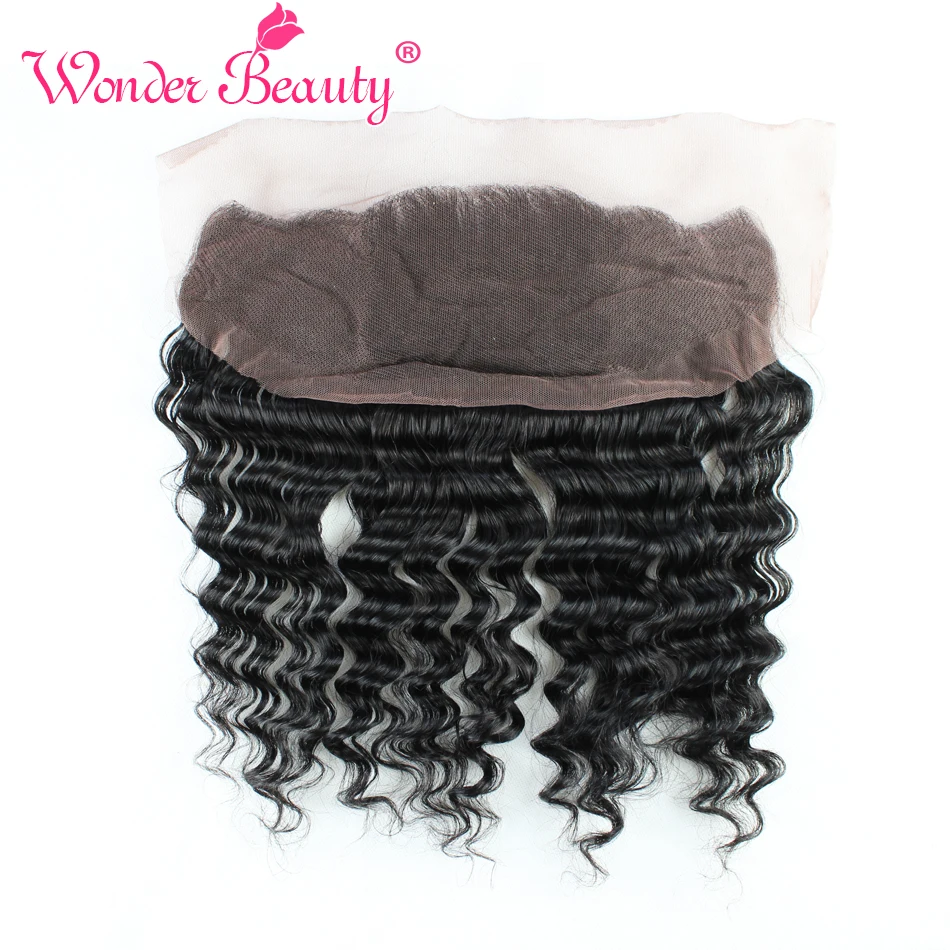 Wonder Beauty Hair Brazilian Deep Wave lace frontal closure 100% human hair Non Remy Ear to Ear 13x4 frontal closure Free ship