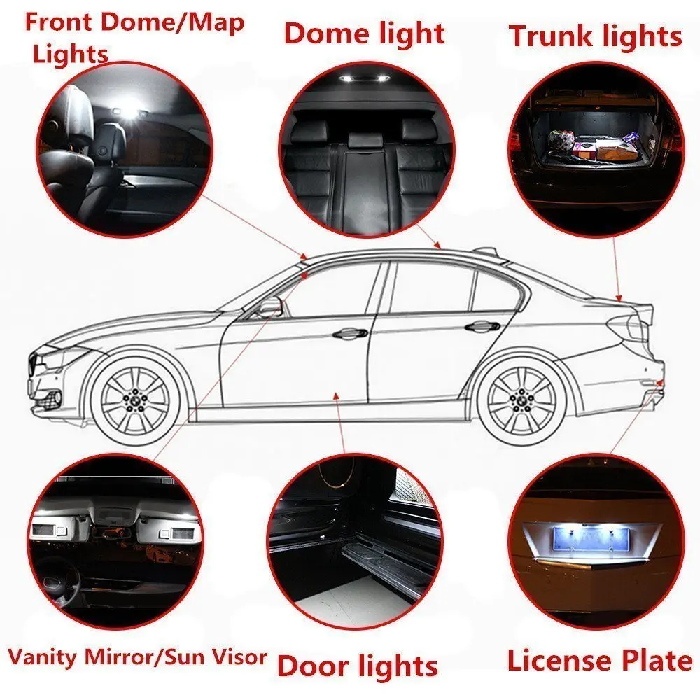 Лампы Автомобильный светодиодный внутренний свет для BMW X3 F25 2011 2012 2013 C10W лампы Купол Карта Лампа яркий белый 12 шт.; комплект из двух предметов