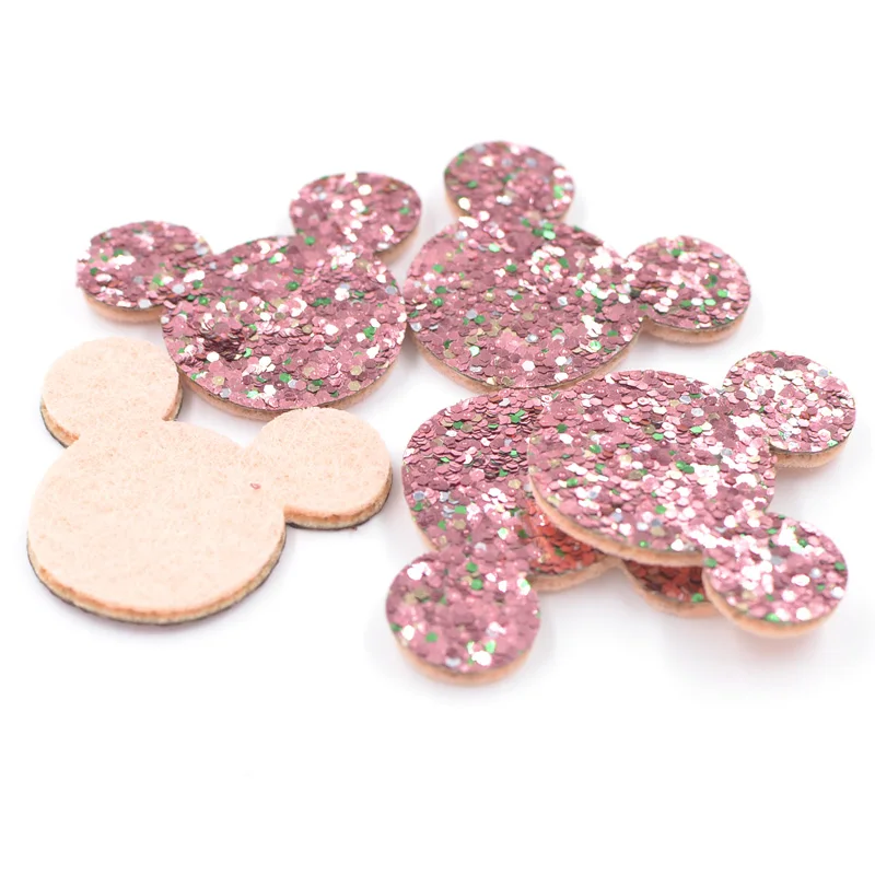

20Pcs Glitter Leather Fabric Patches Mickey Padded Appliques for DIY Children Headwear Accessories & DIY Crafts Decoration K55
