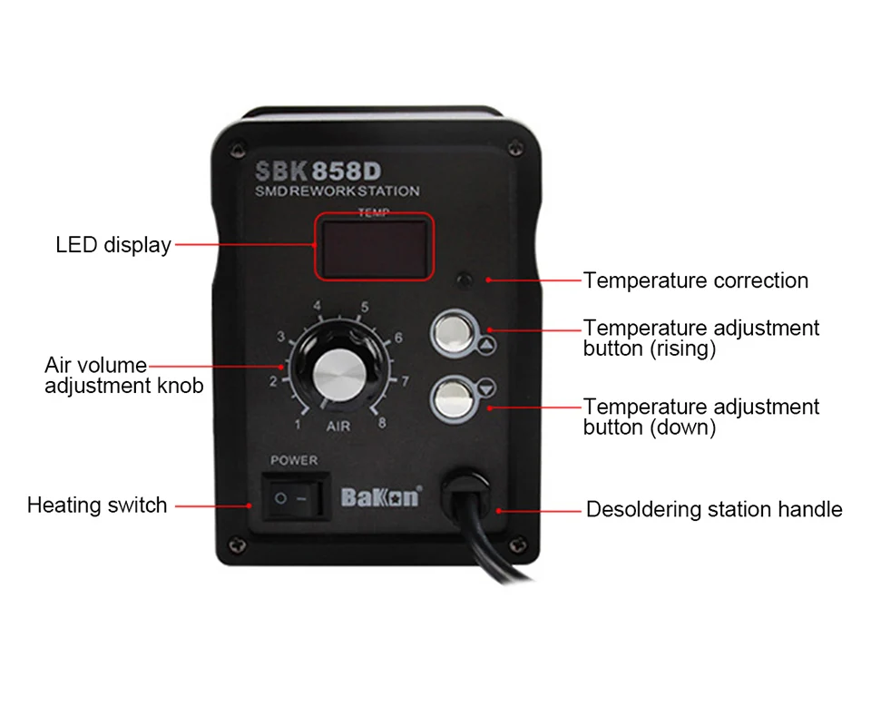 BAKON SBK858D 700 Вт фена паяльная станция 2в1 цифровая станция для распайки с постоянной температурой