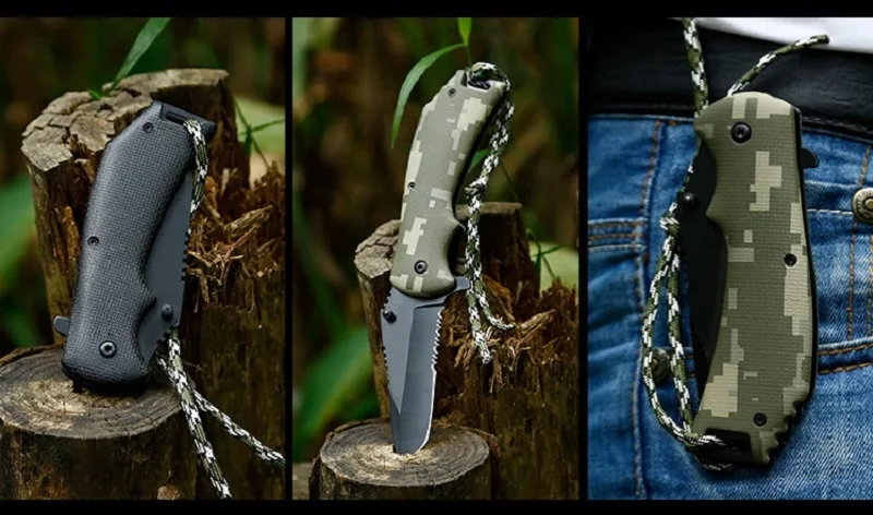 titanium tactical folding knife ABS handle outdoor camping hunting survival rescue edc tools (5)