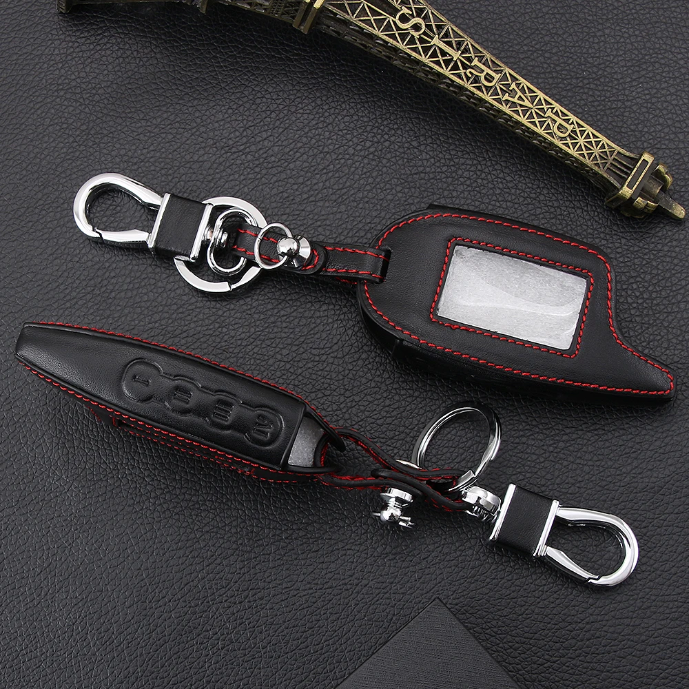 

Bucada M7 Leather Key Cover Keychain for Scher-khan magicar 7/8/9/10/11/12 Two Way Car Alarm system LCD Remote Controller