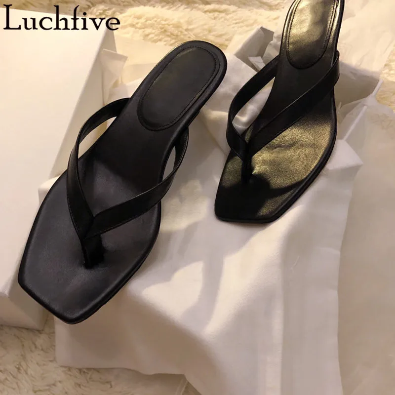 Модные пляжные шлепанцы с разрезом; обувь черного цвета на каблуке «рюмочка»; женские пикантные летние шлепанцы без застежки; женская обувь; sapato feminino - Цвет: black