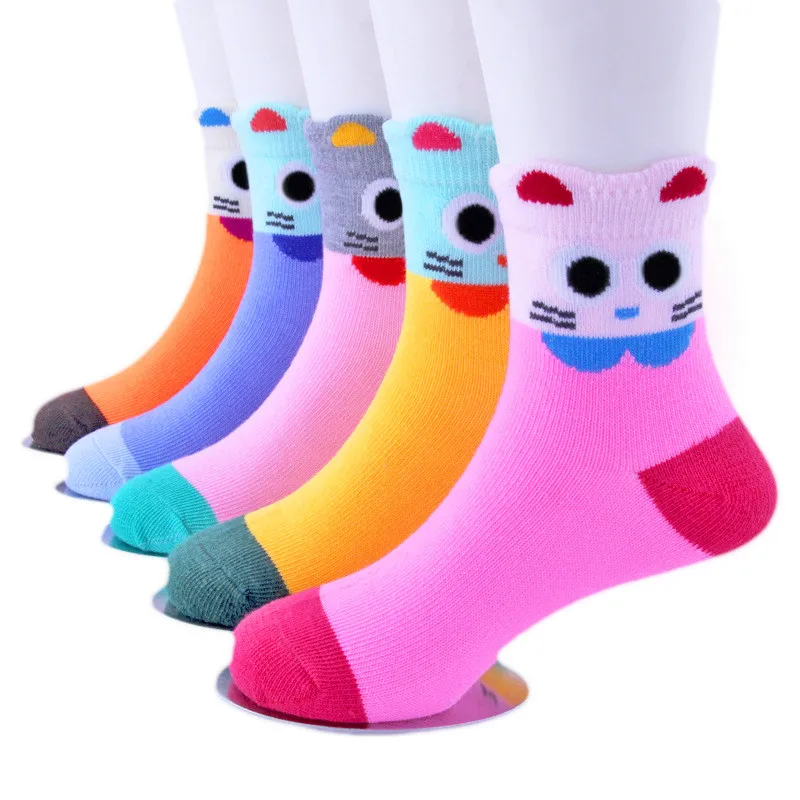 Kids Socks 5 Pairs/Lot Girls Winter Autumn Striped Socks Unisex Kids Socks Children Boy Winter Cotton 1Y-12Y 6 7 10 12
