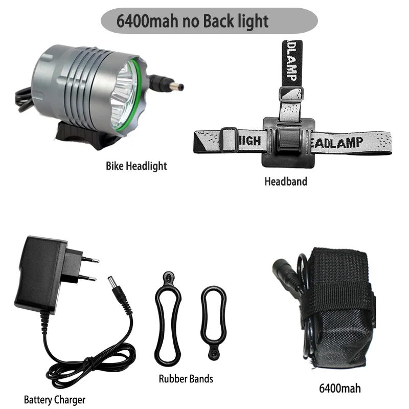 Велосипедный светодиодный велосипедный светильник велосипедный головной светильник светодиодный велосипедный светильник 5200 Люмен Алюминиевый водонепроницаемый велосипедные аксессуары - Цвет: 6400mah