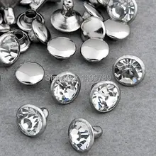 Hot Sell 100Sets 8mm DIY CZ+++ Crystals Rhinestone Rivets Silver Nailhead Spots Studs Shipping Free