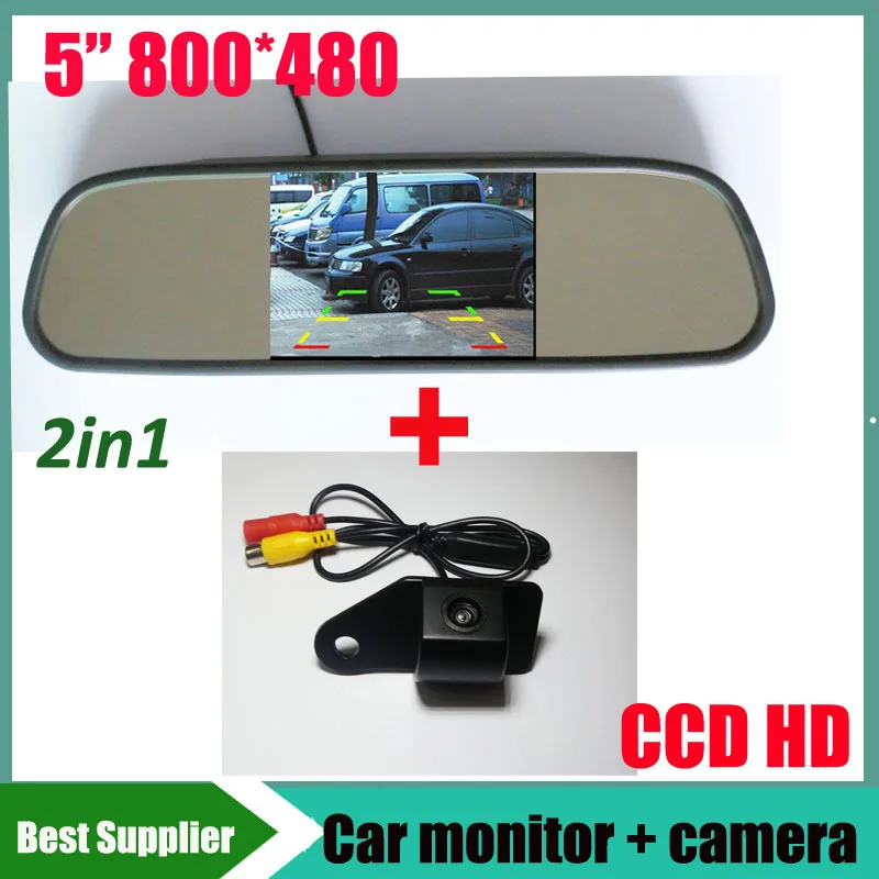 

2 in 1 Auto parking System for Mitsubishi ASX CCD HD Car Rear View parking Camera + 5 inch HD 800*480 Car rear Mirror Automatic