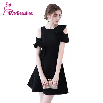 

Robe De Soiree Short Evening Dresses 2020 Black Prom Dress O-Neck Avondjurk New Little Black Dresses Evening Gowns