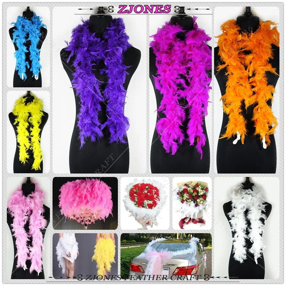 

1pc 2 Meter Fluffy Turkey Feather Boa 40g Skirt Trim For Party/Costume/Shaw chicken Feather Strip Dress/Wedding Party Decoration