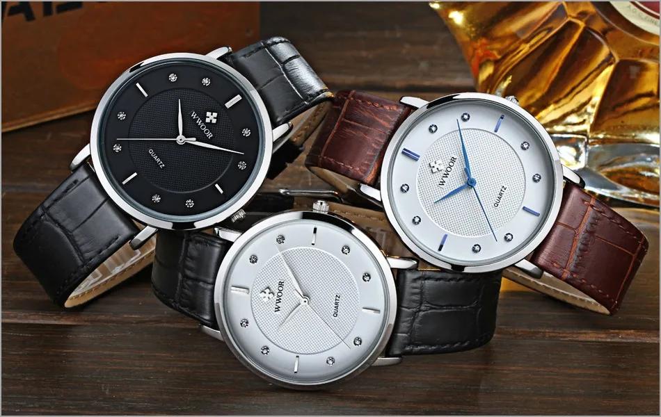 WWOOR  Watch for Men Brown Leather Classic 50M Waterproof Luxury Men's Wrist Watch Japanese Quartz Movement Thin Male Clock (3)