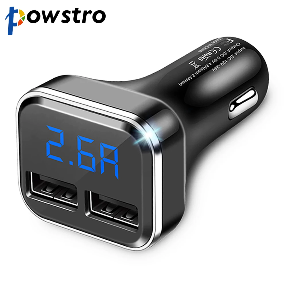 Автомобильное зарядное устройство Powstro с функцией быстрой зарядки 4 8 А 2 USB умный