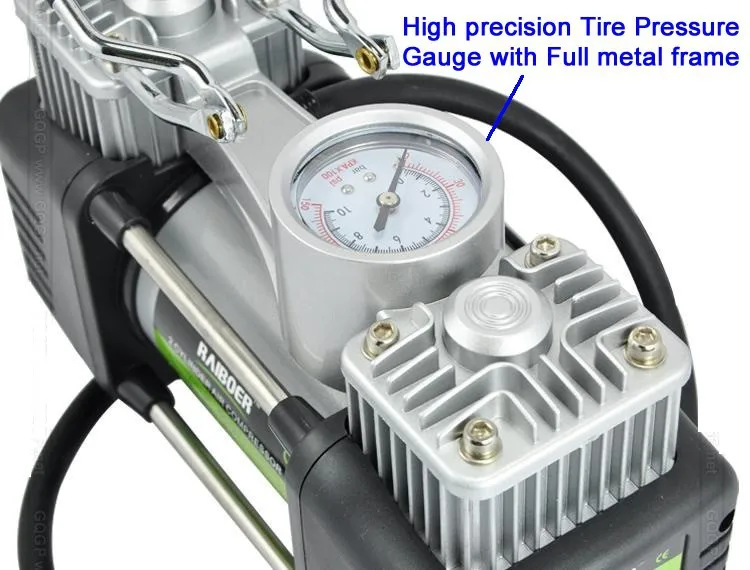 Высокое качество 1 год гарантии двухцилиндровый автомобиль портативный воздушный компрессор металл воздушный компрессор 12 В