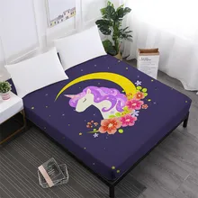 Dreamlike Unicorn Bed Sheets Girls Sweet Cartoon Fitted Sheet Soft Bedclothes Elastic Band Mattress Cover D25