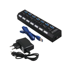 2016NEW USB HUB 3.0 Super Speed 5Gbps 7 Ports USB 3.0 HUB USB Splitter With On/Off Switch Platooninsert For Computer Peripherals