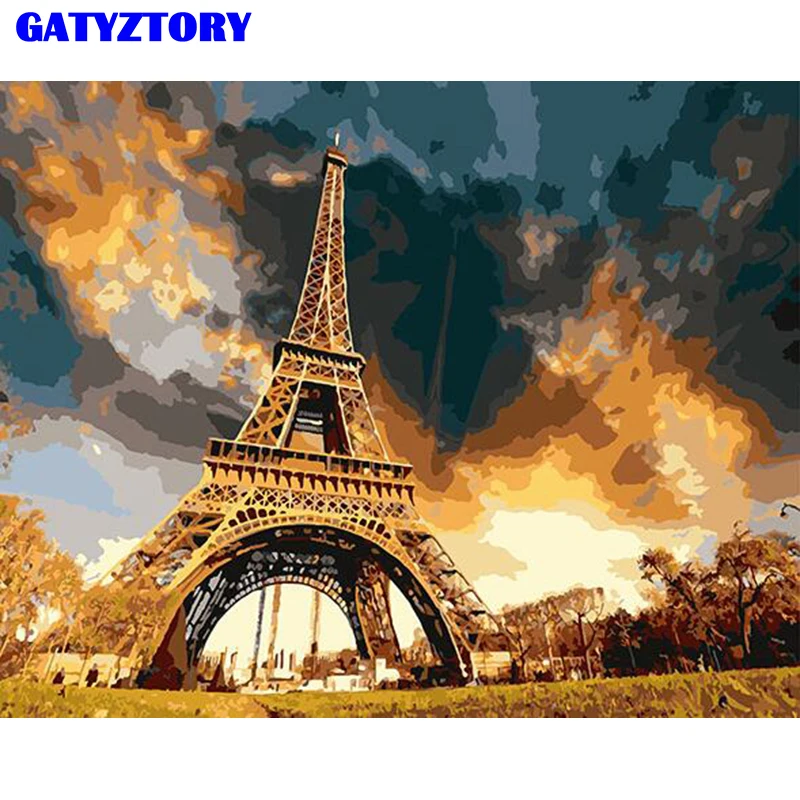 

Frameless The Eiffel Tower Landscape DIY Digital Painting By Numbers Modern Wall Art Canvas Acrylic Picture For Home Decor 40x50