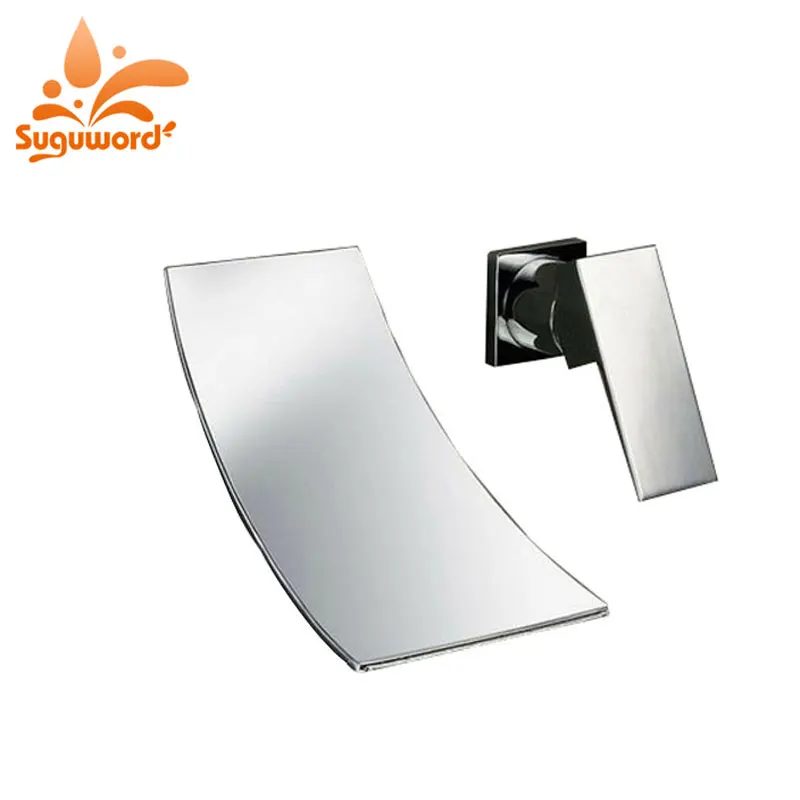 

Waterfall Basin wall mount faucet chrome polished orb hot cold mixer tap bath wash crane faucets