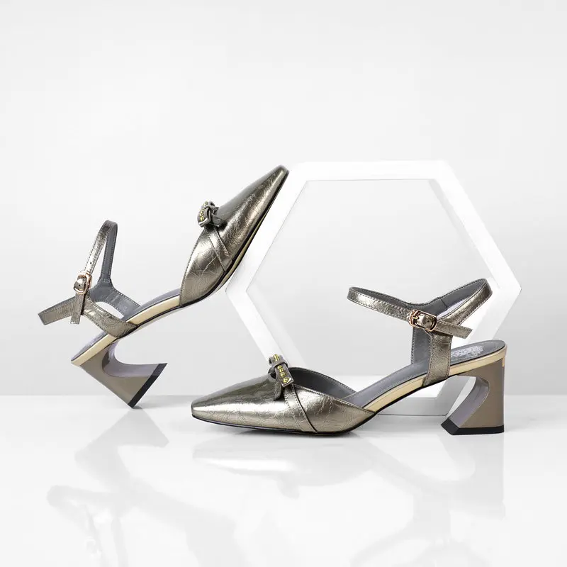 

Genuine Leather High Heels sandals For Women Solid Color Breathable Comfortable Pumps Basic Shoes Woman