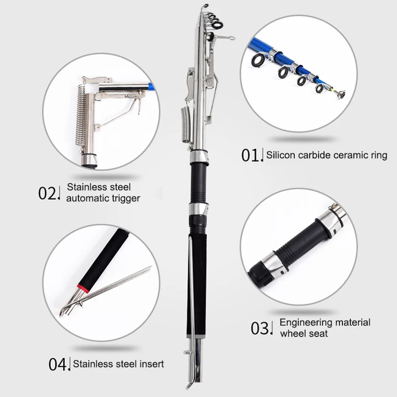 Модернизированная FRP самоподъёмная морская Удочка 2,1 М 2,4 М 2,7 м спиннинг телескопический автоматический рыболовный полюс Аксессуары для выездной рыбалки