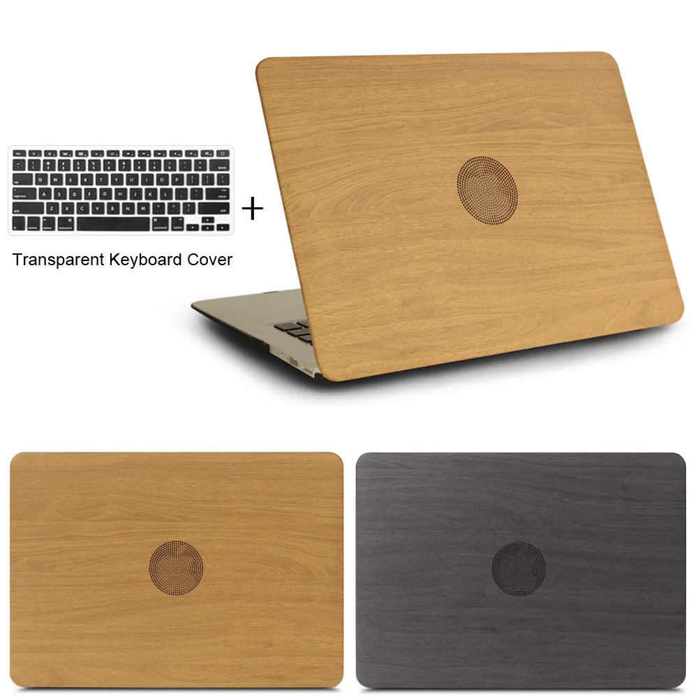 2016 fashion WOOD GRAIN PU Leather Laptop Cases for apple MacBook Air 11 13 for MAC Pro Retina 12 13.3 15 inch + keyboard cover