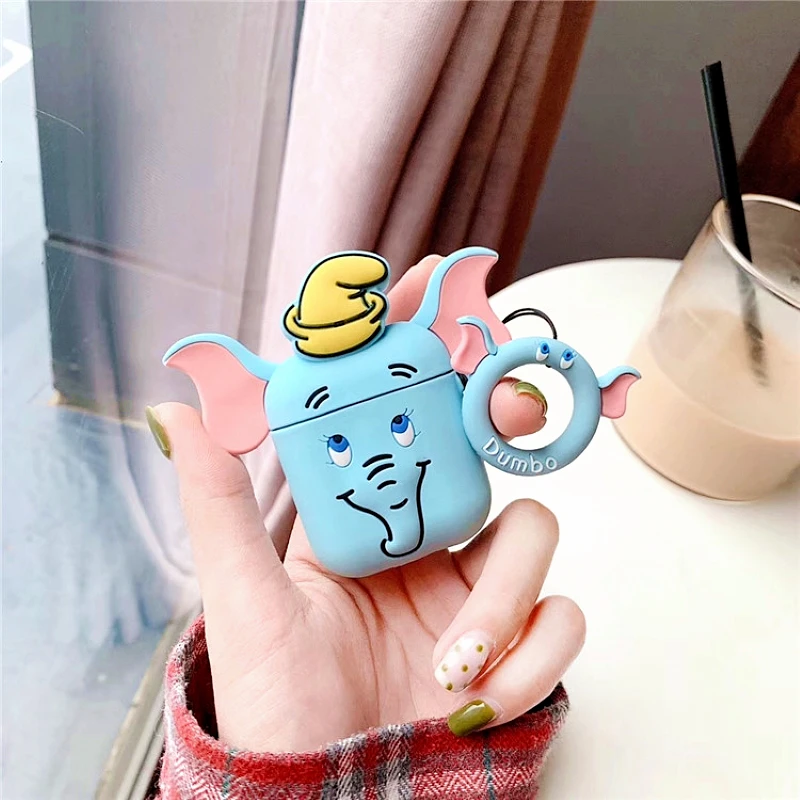 Силиконовый чехол с объемным мультяшным Dumbo airpods для Apple Airpods1/2 беспроводные
