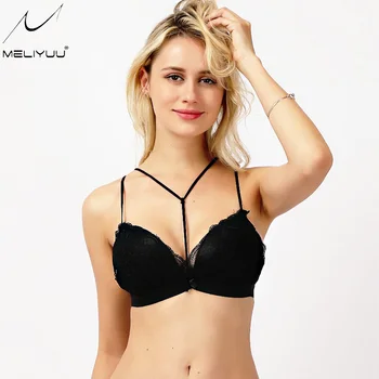 

Autumn new ladies Bras Wireless Women Push up Lace Bra Sexy Y Shape Strap Lingerie Thin Padded Brassiere Plus size Lingerie BH