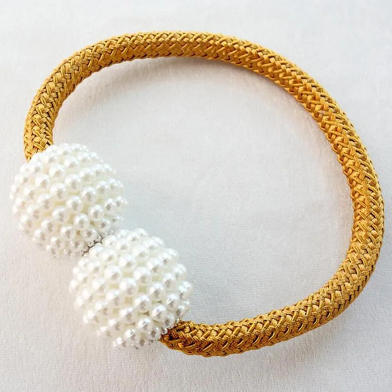 Европейский стиль зажим для занавески с жемчугом магнитные держатели автомобильные зажимы на шнуровке Висячие пряжки галстук сзади держатель для штор - Цвет: Gold
