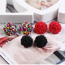 SEDmart Мода ручной работы рисовый бисер цветок серьги гвоздики для женщин цвет маленький летний корейский милые ювелирные изделия