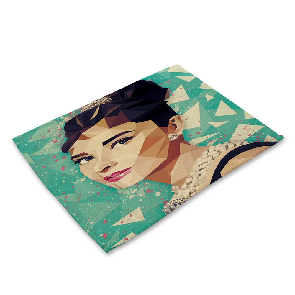 Celebrity Printed Linen Placemat Marilyn Monroe Table Mat Creative Audrey Hepburn Kitchen Dinner Table Mats Cup Coasters 42x32 Celebrity Printed Linen Placemat Marilyn Monroe Table Mat Creative Audrey Hepburn Kitchen Dinner Table Mats Cup Coasters 42x32