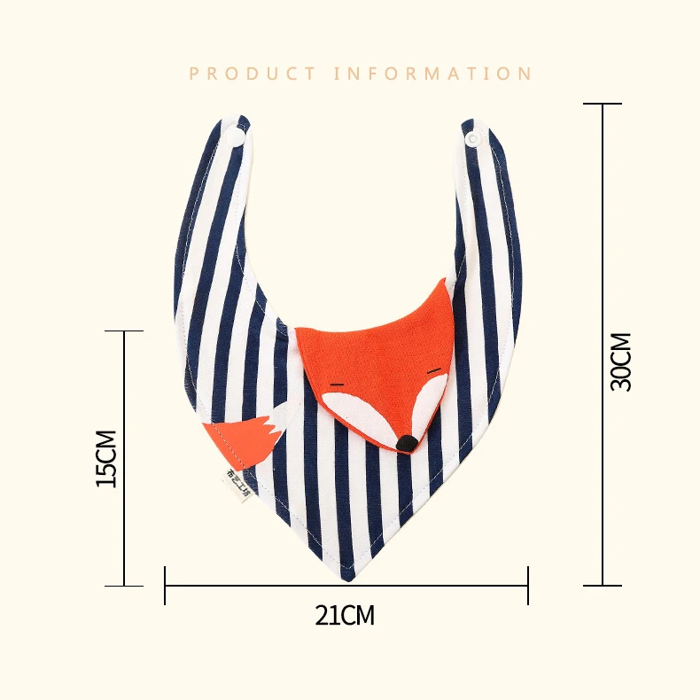 Детские нагрудники, бандана, животные, лиса, в полоску, для новорожденных, треугольный шарф, нагрудники для маленьких девочек, хлопковый нагрудник, слюнявчик, одежда для кормления для маленьких мальчиков